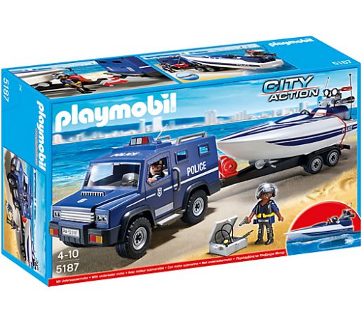 Universel Mauve Menda City Playmobil Politikøretøj m/ speedbådlegetøj 5187